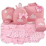 KIT BOLSA MATERNIDADE 5 PEÇAS NUVEM + SAIDA DE MATERNIDADE MENINA