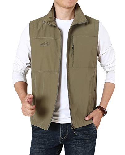 Image of Hixiaohe Mens Lightweight Vest Outerwear Casual Summer Outdoor Travel Vest for Hiking Fishing Golf Photo Work with Pockets