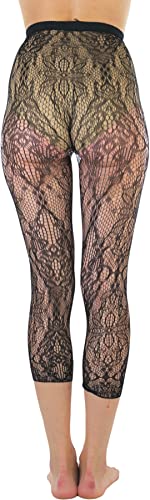Image of ToBeInStyle Women's Single Floral Lace Fishnet Tights Footless & Stirrup Design