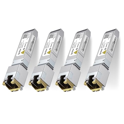 Image of 10G SFP+ RJ-45 Copper Transceiver, 10GBase-T RJ45 SFP+ Module for Cisco SFP-10G-T-S, Ubiquiti UniFi UF-RJ45-10G, Mikrotik, Fortinet, Netgear, D-Link, Supermicro, TP-Link (CAT.6a /CAT7, 30m) 4 Pack