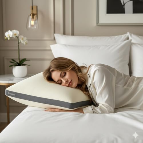 Image of Luxury Set of 2 Gusset Pillow | 3D Virgin Fiber Filled Premium Microfiber | Soft & Firm Neck Support Sleeping Pillow | 12x20 Inch