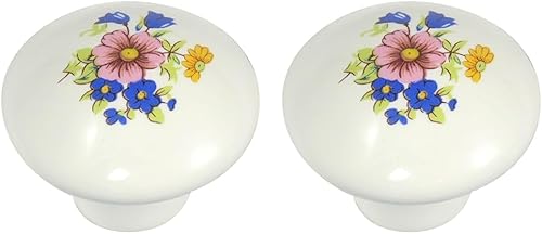 Laurey 1442 Pomo de porcelana de 1 38 pulgadas, diseño de ramo (paquete de 2)