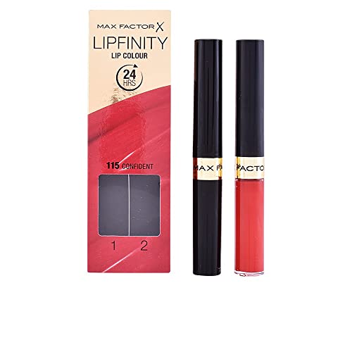 Bild von Max Factor Lipfinity Lip Colour Confident 115 – Kussechter Lippenstift mit 24h Halt ohne auszutrocknen, mit intensiver Farbabgabe, präzisem Applikator & intensiv pflegendem Gloss-Top Coat 1 stück (1er Pack)