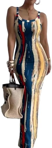 Nimsruc Women Summer Long Dress Casual Slip Sexy Slim Sleeveless ...