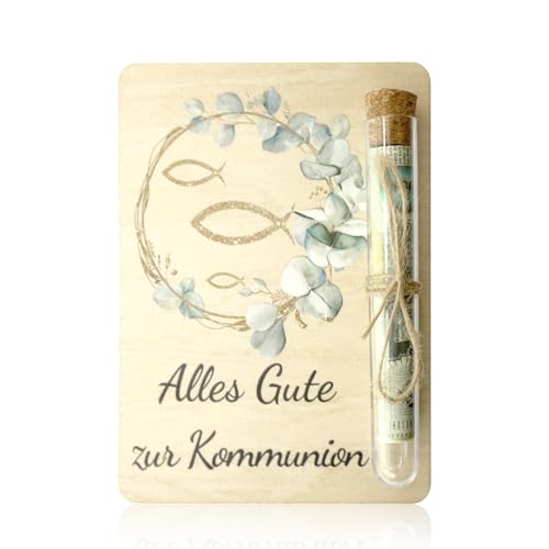 Dongcill Geldgeschenke Kommunion Geldgeschenk Karte Kommunion Holz KommunionGeldgeschenkVerpackung mit Reagenzgläser KommunionGeschenke für Mädchen und Jungen Geschenke zurKommunion GeschenkKommunion