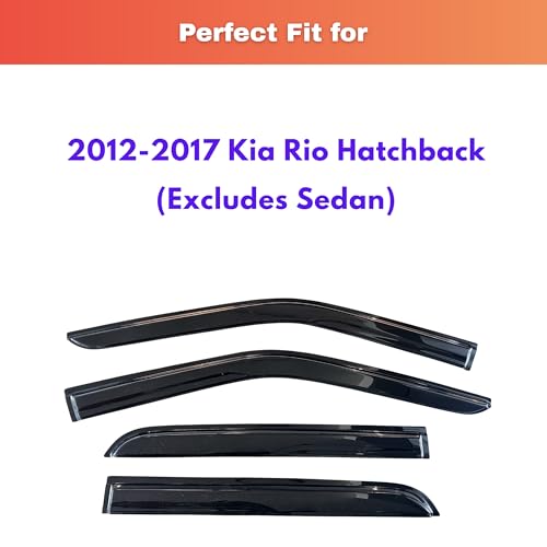 Image of KPY Rain Guards Fit for 2012-2017 Kia Rio Hatchback, Out-Channel Window Visors Vent Wind Deflectors 4PC, Car Accessories for 12-17 Rio Hatchback (Excludes Sedan)