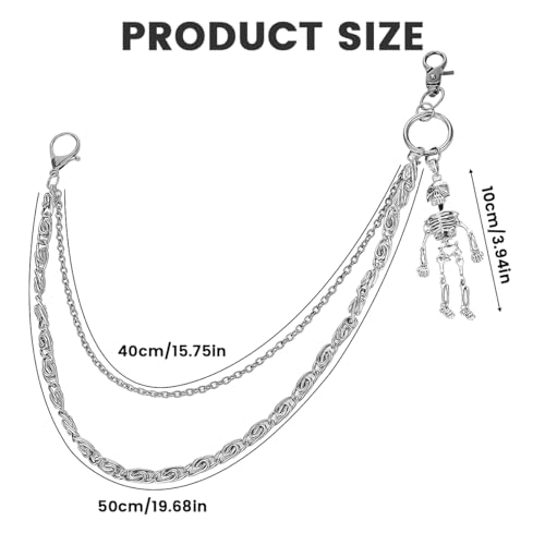 Image of GUSTAVE Layered Pants Chain for Men Double Punk Wallet Chains Trousers Jeans for Biker Heavy Skull Belt Gothic Accessories