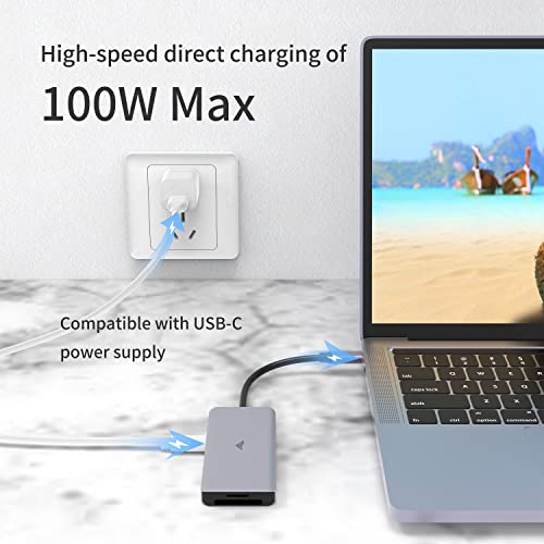 Image of Vaku Luxos USB Hub Type C SENTINEL 7IN1 multiport USB 2.0 /3.0 High-Speed Adapter connector (5GBPS) data transfer Converter Extension, 4K HDMI, SD /TF Card Reader docking station USB A Port Compatible with Macbook Air Pro (M1, M2 etc), iPad Pro Air, Laptop, and Other Type C Mobile & Devices