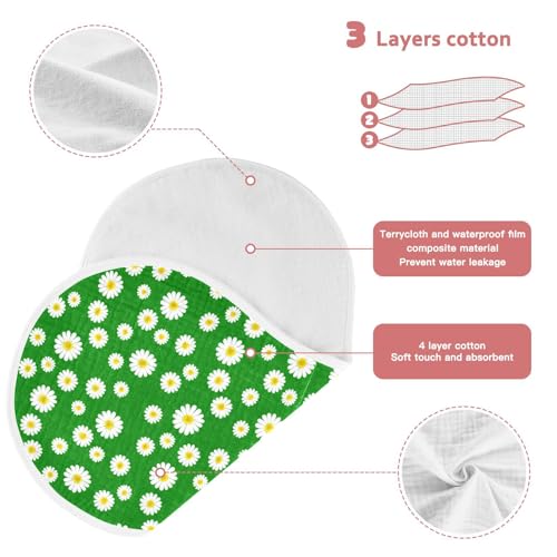Classic Daisy Pattern Muslin Baby Burp Cloths - Super Absorbent and Soft Burping Rags - Cotton Burp Clothes Set for Boys and Girls, 1 Pack3