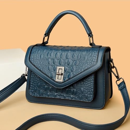 Image of Women Vegan Leather Evening Handbag Crocodile Pattern Handle Clutch Purse Cross Body Envelope Bag