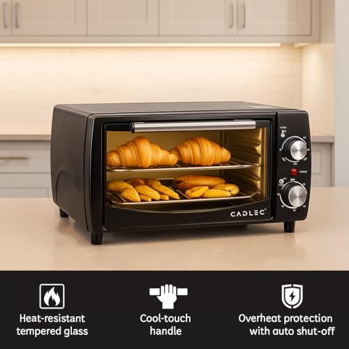 Image of Cadlec Cruise Pro 12L Multi-Function OTG for Kitchen, 1000W Oven Toaster Griller, Bake Grill Toast, Oven for Baking, Adjustable Temperature & Timer, Black, 2 Year Warranty