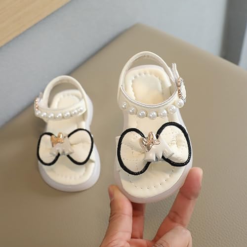 Girls Kids Rubber Pearl Sandals Bow Adjusted Strap Flat Wide Shoes for Toddler Summer Pool Shower Beach Slippers2