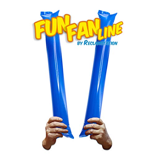 FUN FAN LINE - Pack 10 Pares de Aplaudidores hinchables de plástico. Accesorios ruidosos para Fiestas y animación Deportiva. Palos de Estadio Reutilizables. (Azul) Cover