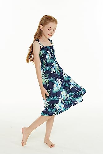 Image of Family Matching Hawaiian Clothes, Orchid Breeze Navy | Lightweight 100% rayon • Family matching outfits • Beach vacations • Luaus • Cruises • Family photos