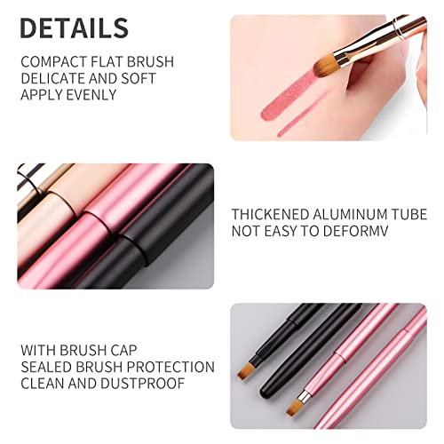Lip Brush For Lipstick Retractable Lip Liner Brushes Retractable Lip Brush Applicators Flat Lipstick Gloss Creams Portable With Cap For Women Girls As Christmas Gift And Halloween Makeup Tools #TOP1