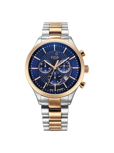 Image of Xylys Quartz Chronograph Blue Dial Two Toned Stainless Steel Strap Watch for Men