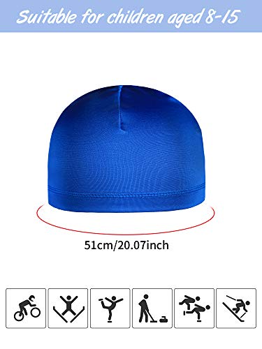 6 Pieces Skull Caps For Kids Youth Skull Cap For Under Helmet Football Sports Wicking Cap Running Hat Milk Silk Helmet Liner (White, Grey, Dark Blue, Orange, Navy Blue, Black, Simple Style) #TOP2