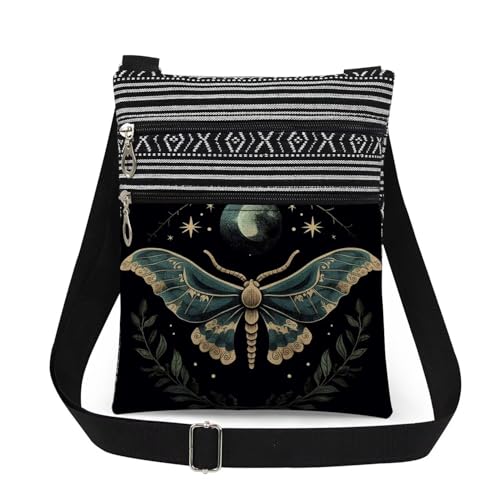 Night Sky Moth Crossbody Bag Moon Moth Adjustable Shoulder Strap Messenger Bag Birthday Gift for Friend Insect Lover Christmas​​ Gift for Her