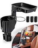 IPOW Upgraded Car Cup Holder Expander Tray, 4-in-1 Detachable Tray Table with Phone Holder, Dual Cup Holder Compatible with Yeti/Hydro Flask, Road Trip Essentials Car Accessories for Eating