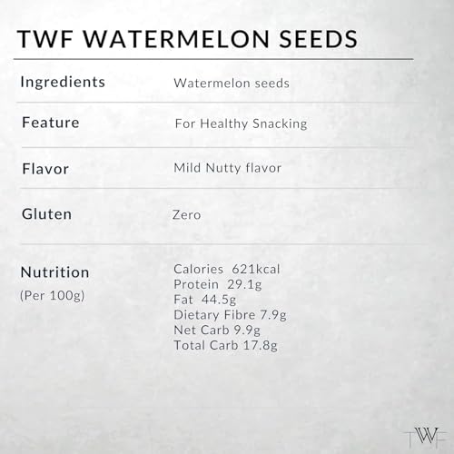 Image of TWF Virgin Watermelon Seeds | 500g | AAA Grade Seeds for Eating | Gluten Free | Tarbuj Beej | Magaj Seeds | Non GMO | Rich In Protein & Dietary Fibre | Without Shell | Resealable Pack | Healthy Snack | Unroasted | Unsalted | Highest Natural Potency