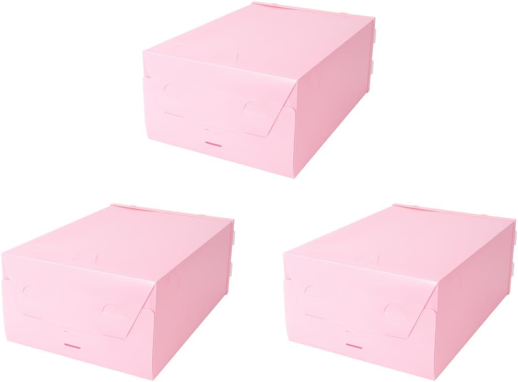 3pcs Pink Pp Plastic Shoe Storage Boxes with Drawer, Dustproof and Moisture Resistant Shoe Organizer for Women’s Sneakers and Boots