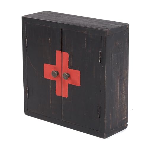 Armoire à pharmacie – Medic 35 – 35 x 35 x 13 cm (h x l x p) – En acajou – Armoire murale au design vintage retapé chic