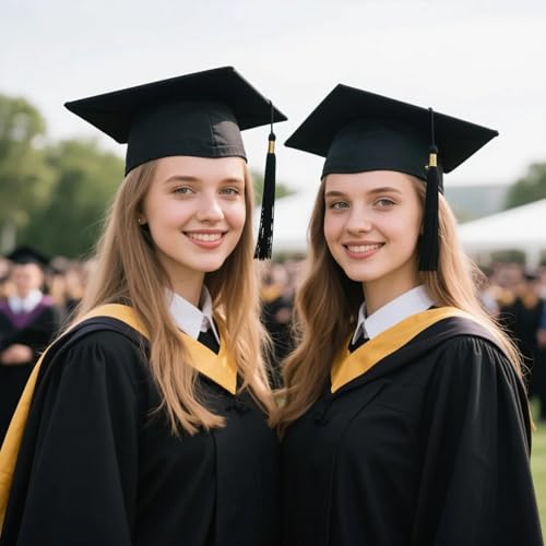 SNBUHA 2 Pcs Bachelor Hut mit Quaste, Studentenhut Doktorhut Verstellbar Graduation Cap Unisex, im Universalgröße, für Abschlussfeiern vom Studium, Universität, Hochschule, Abitur