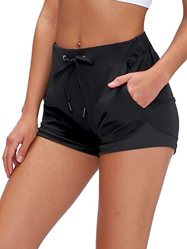 Lavento Women\'s Workout Shorts Lightweight Active 3\" Running Shorts (4, 3\" Black)