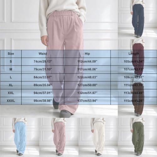Corduroy Cargo Pants Women | Loose Fit Elastic Waist Casual Wide Leg Pants - image 6