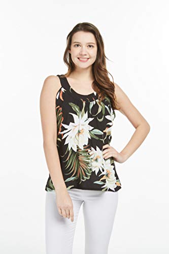 Image of Family Matching Hawaiian Clothes, Wispy Cereus Black | Lightweight 100% rayon • Family matching outfits • Tropical floral print • Beach vacations • Luaus • Cruises • Family photos
