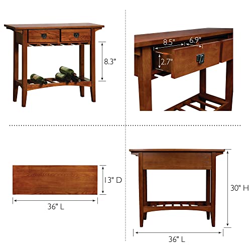 Leick Mission Wine Table With Storage Drawers, Russet Finish #TOP2