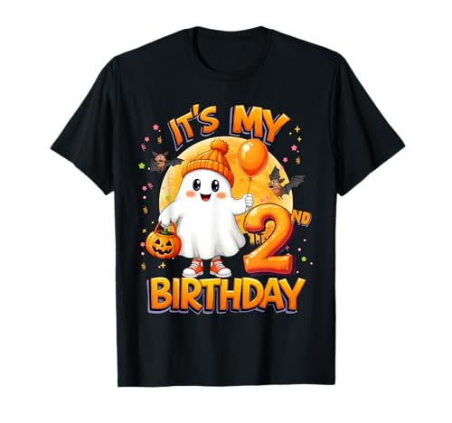 Kids It's My 2nd Birthday Cute Ghost Halloween 2 Years Old T�V���c