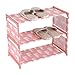 Ruining Schuhorganisator Schuhablage DIY Schuhablage Regal 3 Ebenen Vlies Schuhe Aufbewahrungsregal Lagerung Organizer Stehender Schuhregal für Schuh(Pink Polar Bear)