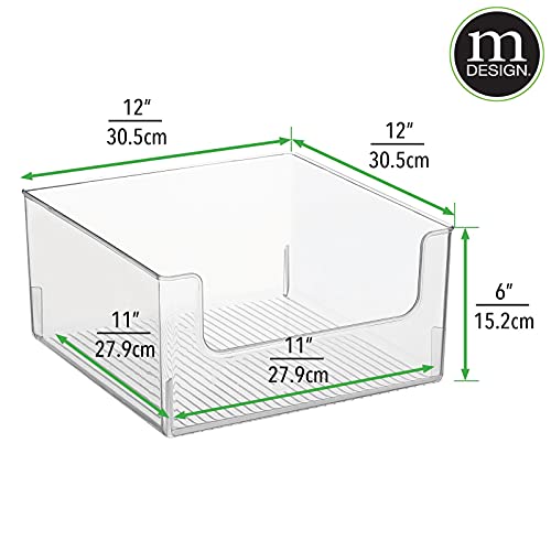 Mdesign Modern Wide Plastic Open Front Dip Storage Organizer Bin Basket For Closet Organization - Shelf, Cubby, Cabinet, And Cupboard Organizing Decor - Ligne Collection - 8 Pack - Clear #TOP2