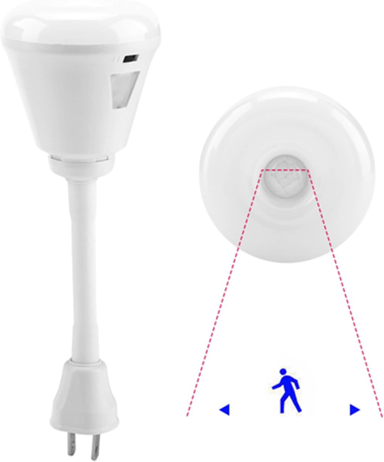 Horoper Motion Sensor US Plug Night Light, Human Body Sensor LED Lamp US Plug AC100-240V 6W Indoor Night Light Warm White