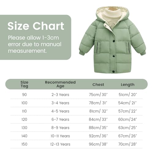JiAmy Kinder Winter Langer Puffer Leichter Mantel mit Kapuze, Kleinkind Jacke Langarm winterjacke Mädchen und Jungen 8-9 Jahre