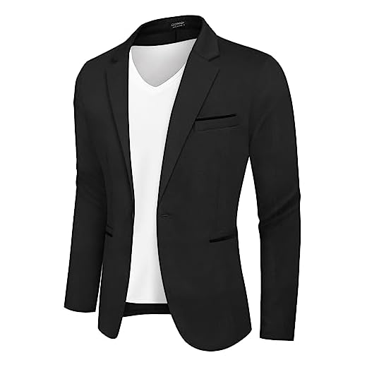 COOFANDY Mens Cotton Casual Lapel Blazer Jacket Lightweight Sport Coat Black