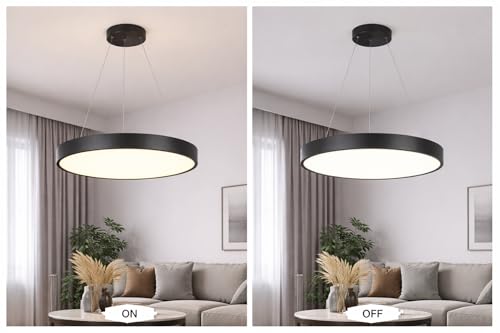 Image of Artica 15 Inch Round LED Pendant Ceiling Lamp | Modern Ring Hanging Light | Warm White Fixed Light | Acrylic Diffuser | Home, Living Room, Dining & Cafe Decor