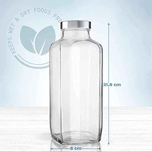 Image of Glassbunny 1000ml Glass Water Bottle with Leak-Proof Stainless Steel Lid Perfect for Home, Juicing, Smoothie - Reusable Travel Drinking Fridge Bottle