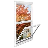 Vinyl Single Hung Sliding Window, 36' x 60' Household Window with Double-Pane Insulated Tempered Glass, White Energy-Efficient Soundproof Window for House, Mobile Home