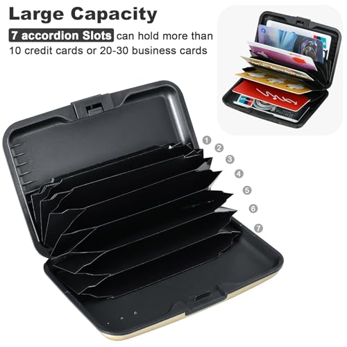 Image of ELFISH Mini RFID Aluminum Wallet Credit Cards Holder Business Card Case Metal ID Case for Men Women(Beach