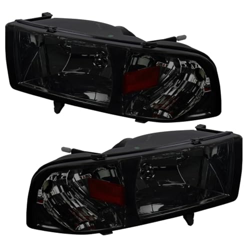 BoFengHD Smoke Headlights Lamps Pair Left+Right Heavy Duty ABS Plastic Housing/Polycarbonate Lens for Dodge for Ram 1500 Base 94-96 & Laramie//WS 97-01 for Ram 2500/3500 Base 94-02