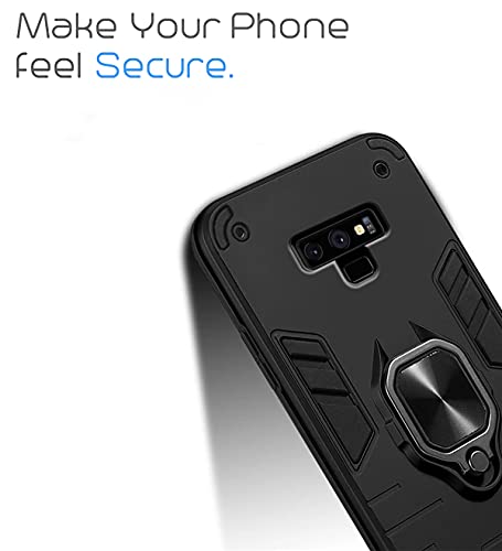 Image of Pikkme D5 Tough Armor Bumper Back Cover Case for Samsung Galaxy Note 9 |Ring Holder & Kickstand in-Built (Black)