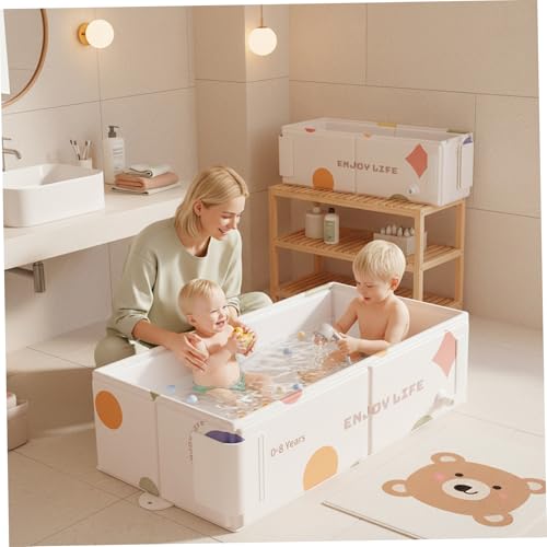 Baignoire pliable pour bébé avec support ergonomique et design kaki compact - 4