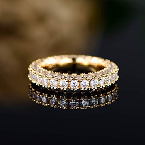 Barzel 18K Yellow Gold Plated Cubic Zirconia Eternity Wedding Band Ring Jewelry (Gold, 7) #TOP4