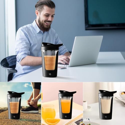 Image of AMITYUNION Electric Protein Shaker Bottle for Gym | Automatic Protein Mixer Bottle | Portable Blender Shaker Cup for Whey Protein, Milk, Coffee & Supplements | Leakproof Gym Sipper Bottle 450ml