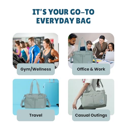 Image of MOCA Womens Casual Nylon Water Resistant Crossbody Tote Sling Handbag, Multi-Pocket Design with Adjustable Shoulder Straps for Work Travel Office, Everyday Use