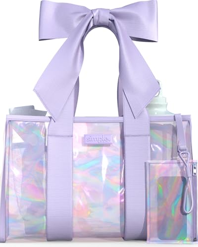 Beach Tote | Iridescent Beach Bag with Bow Strap - Main Image