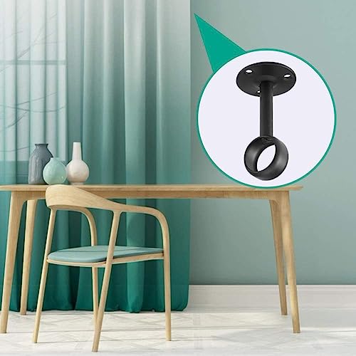 4 Stücke Kleiderstange Halterung, Gardinenstange Halterung, Vorhangstange Halter, Auflageträger, mit 12 Schrauben und 12 Dehnungsrohren, zum Aufhängen von 25 mm Stangen, Schwarz