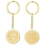TEAMER Heiliger Raphael, Schlüsselanhänger, Erzengel der Heilung und des Schutzes, Heiliger Raphael, Amulett, religiöser Schmuck für Frauen, Gold, 25*25mm